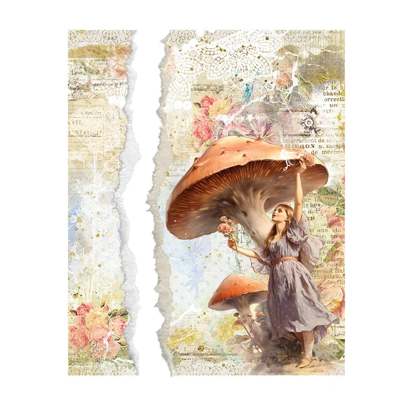 Rice Paper Original Design Scrapbook Mushroom Pattern