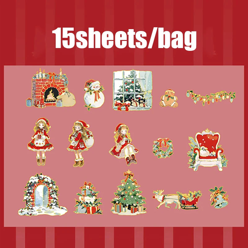 Mr. Paper 15pcs/bag Cute Christmas Series Large Sticker Pack
