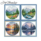 Joy Sunday Four Seasons Scenery Stamped Cross Stitch Kits