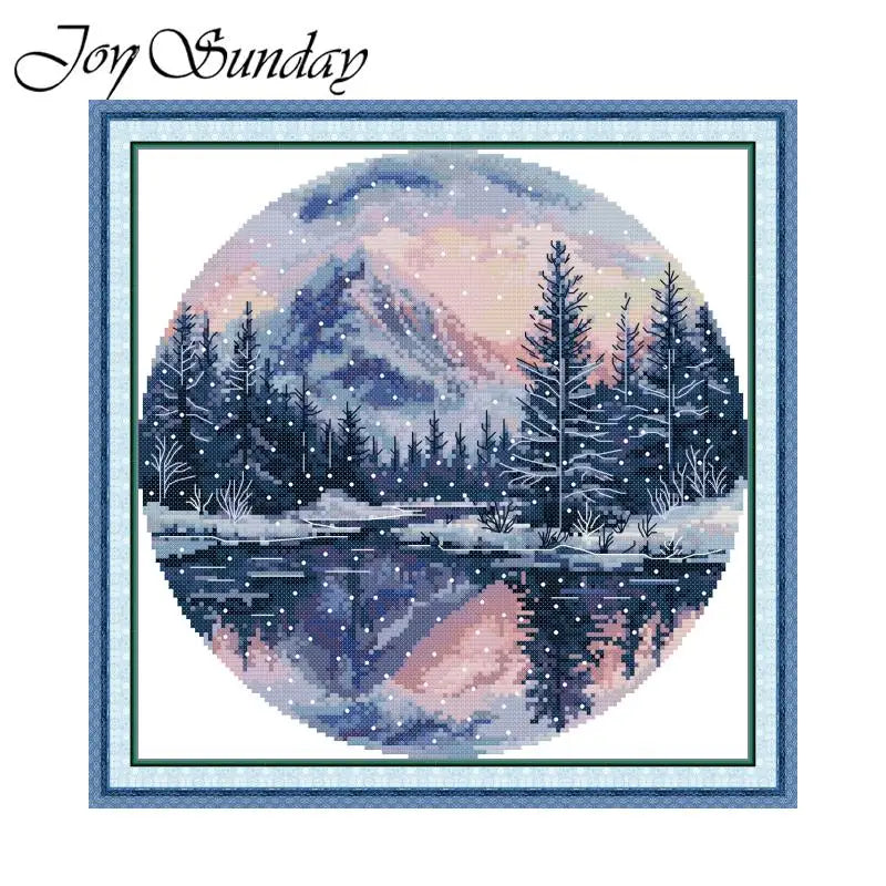 Joy Sunday Four Seasons Scenery Stamped Cross Stitch Kits