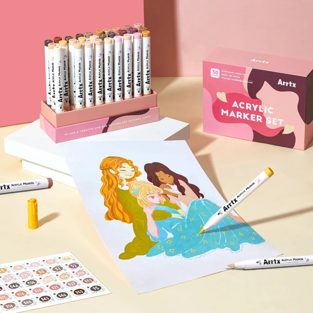 Arrtx 30 Colors Skin Color Acrylic Paint Pens