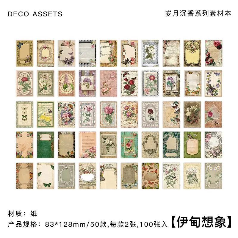 100 pcs material paper book Vintage Decorative Scrapbooking