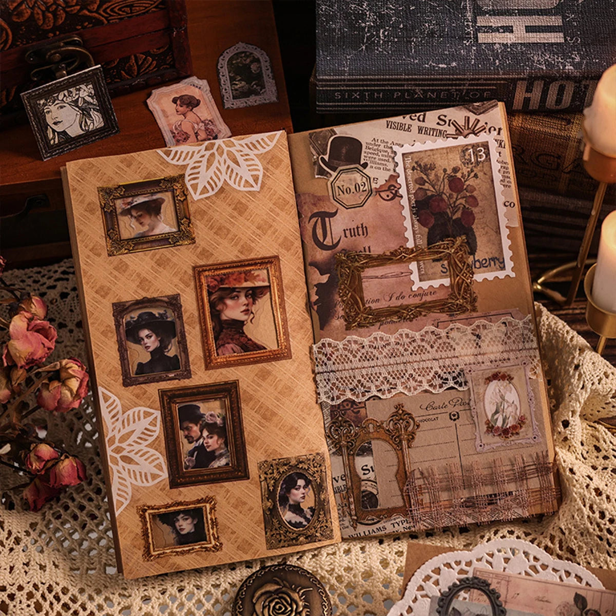 6 pcs/set vintage border stickers