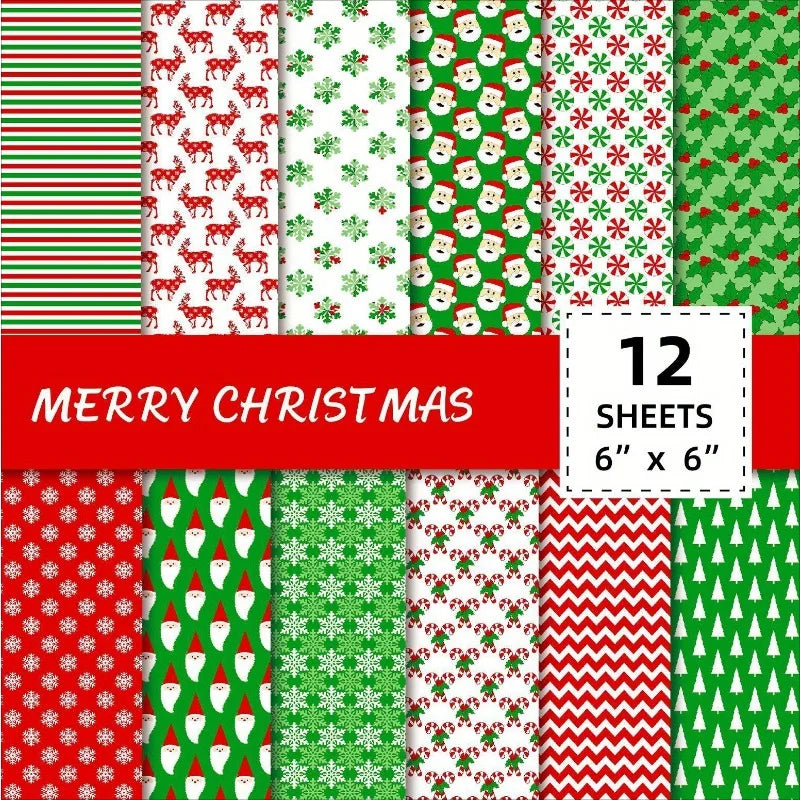 12 Sheet DIY Christmas Pattern Paper