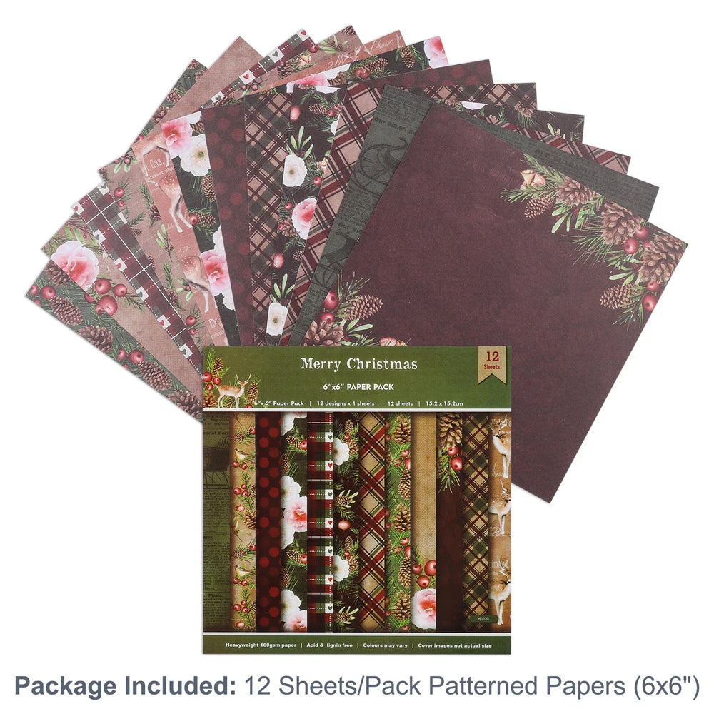 12 Sheets Vintage Background Printed Scrapbooking Paper Pads