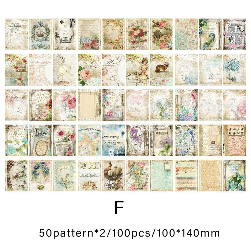 100pcs/pack Vintage Scrapbook Paper