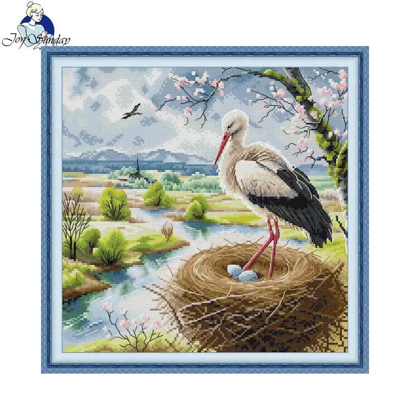 The Happy Crane Cross Stitch Kit