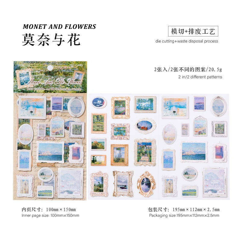 6 style 2pcs 3D retro European style art series precision Die-cutting stickers