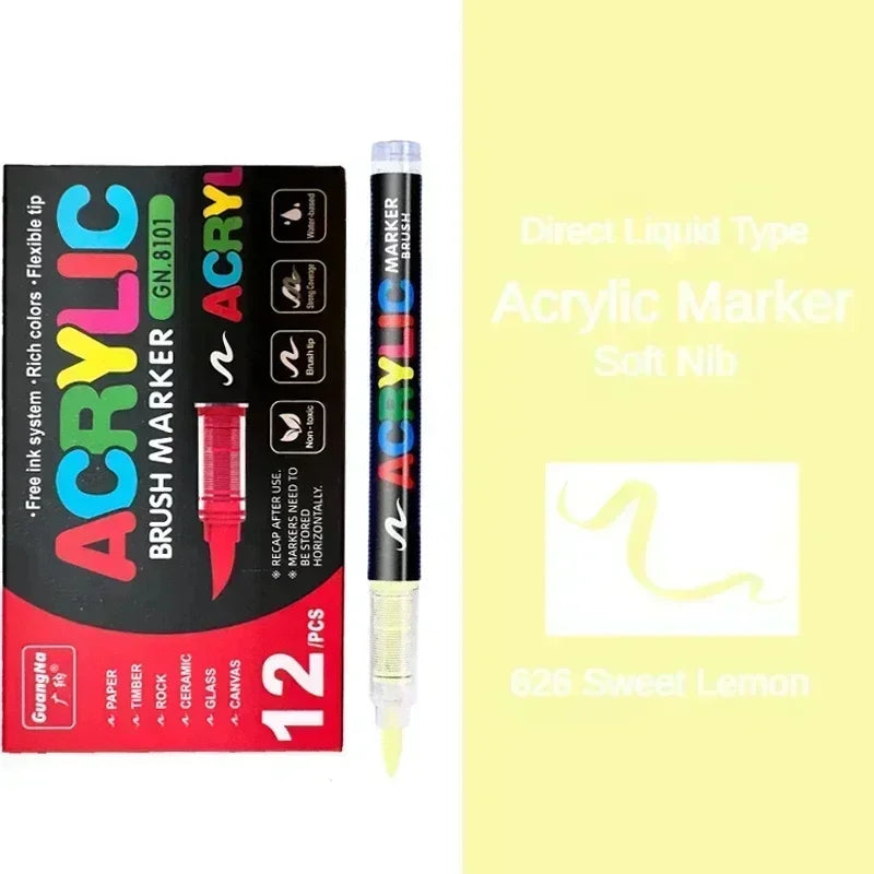 360/12 Colors Acrylic Paint Pens Markers Brush Tip