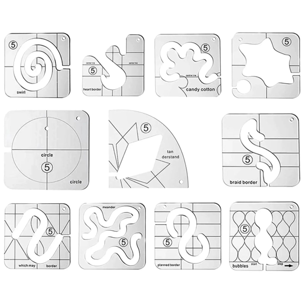 11Pcs Free Motion Quilting Templates Set