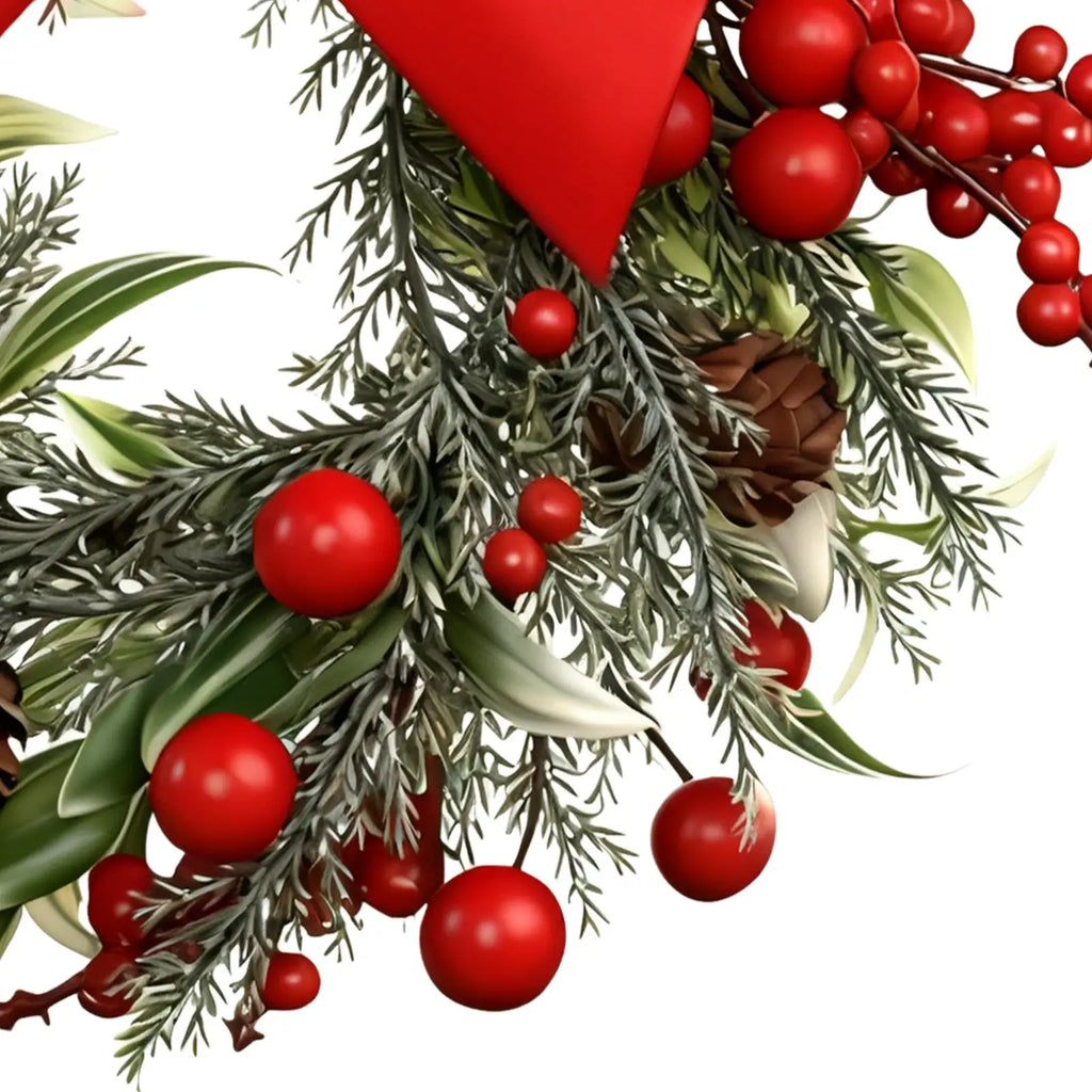 Winter Greenery Wreath with Red Berries