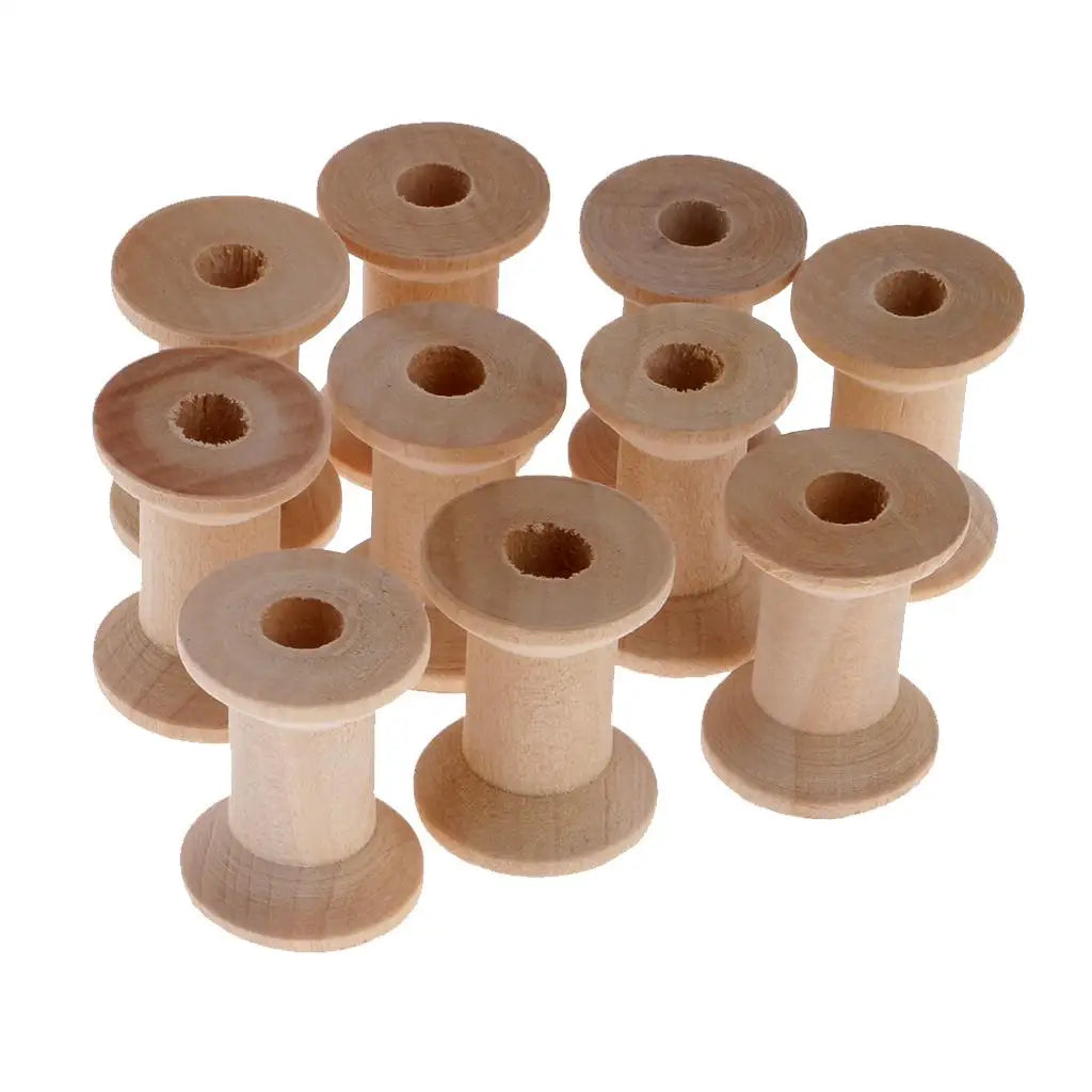 10 Pieces Small Wooden Spools