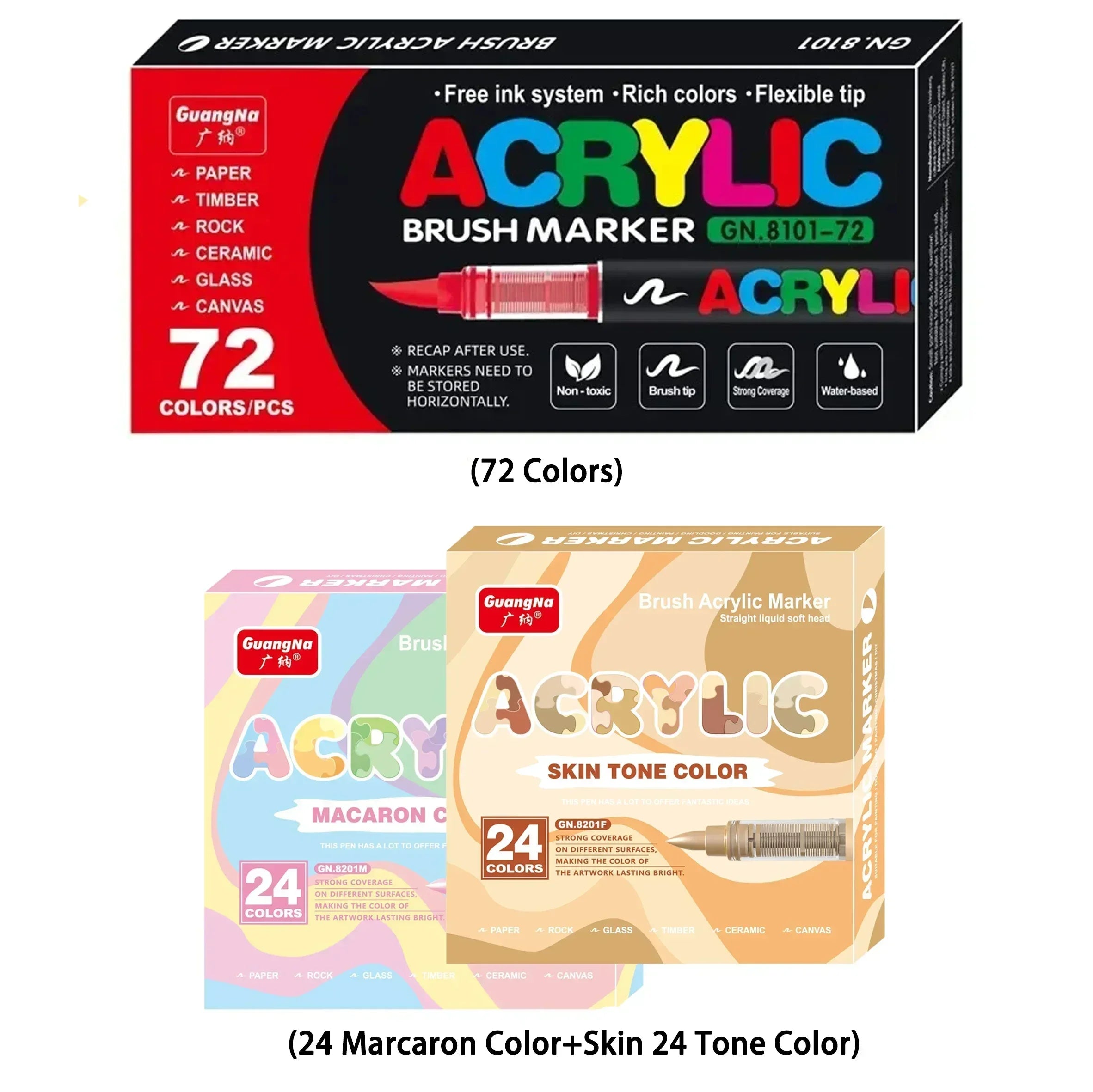 360/12 Colors Acrylic Paint Pens Markers Brush Tip