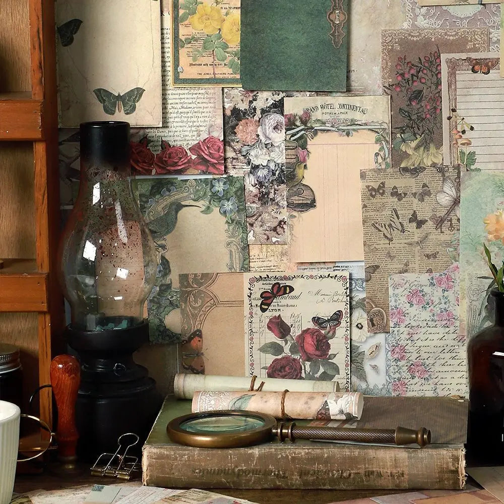 100 pcs material paper book Vintage Decorative Scrapbooking