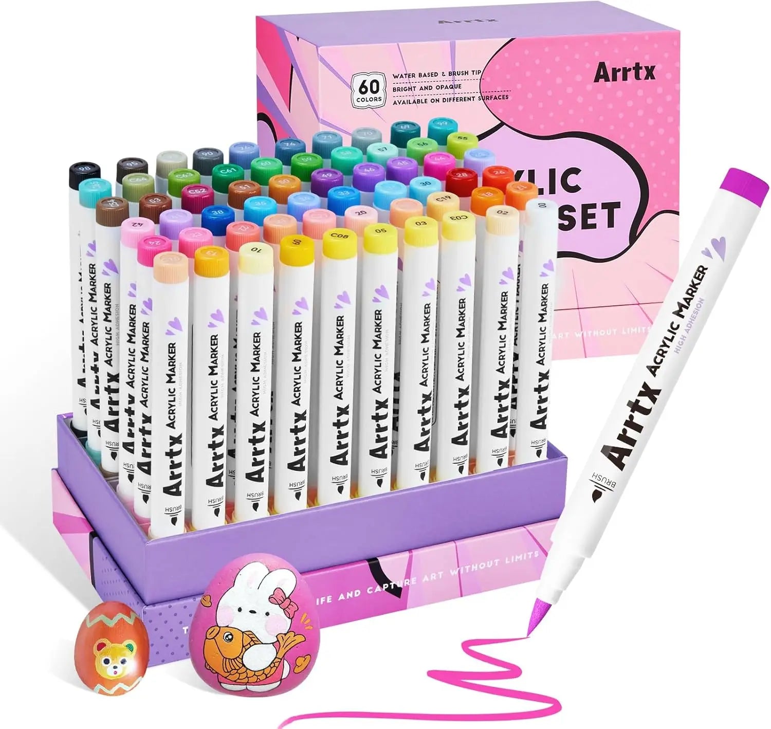 Arrtx 60 Colors Paint Markers Paint Pens