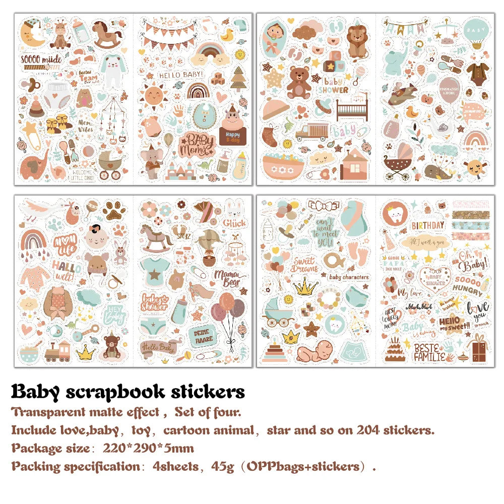 4 sheets/pack Baby Scrapbook Stickers