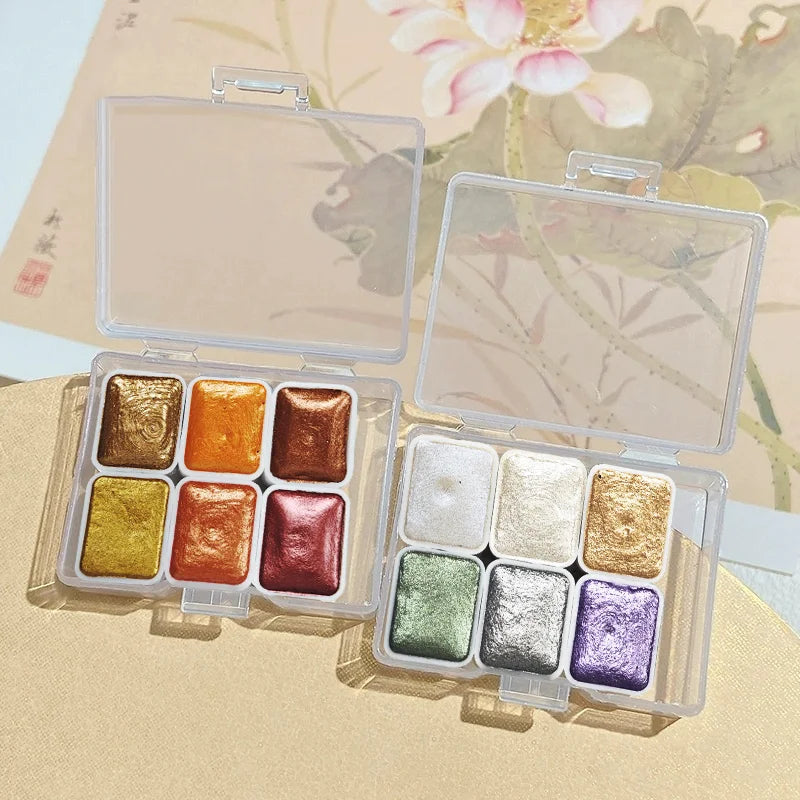 6-Color Iridescent Watercolor Paint Set