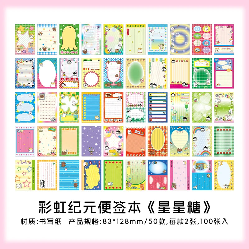 100 sheets Rainbow Era Series Kawaii Message Scrapbooking