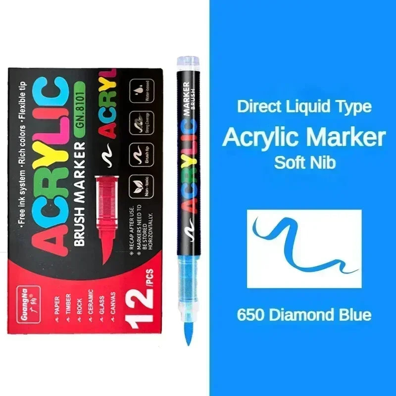 360/12 Colors Acrylic Paint Pens Markers Brush Tip