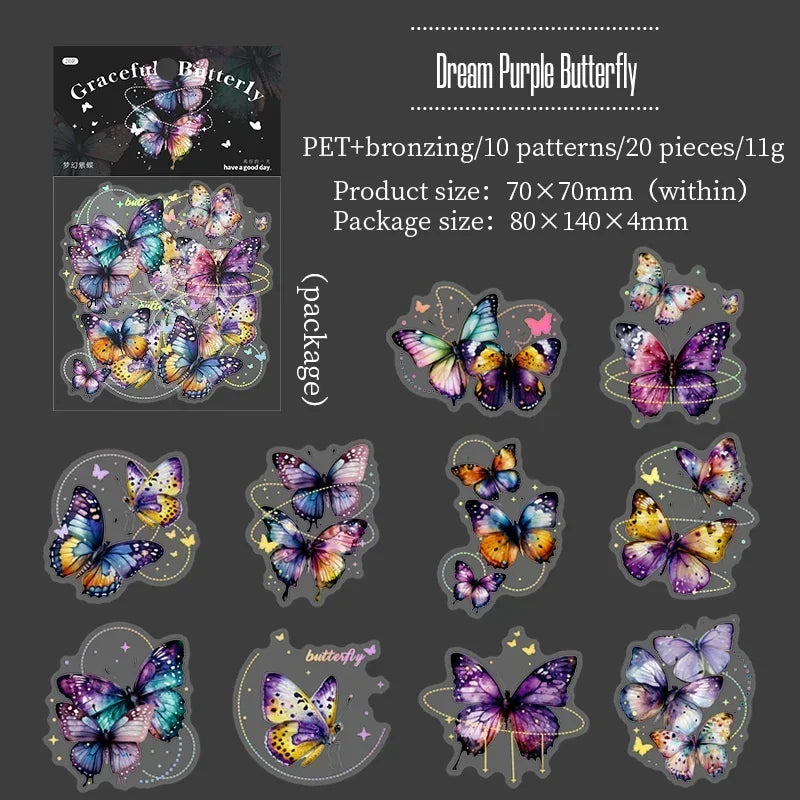 20Pcs Decorative Butterflies Scrapbook Paper