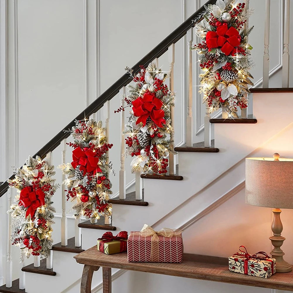 Christmas Staircase Decoration Wreath LED Decoration
