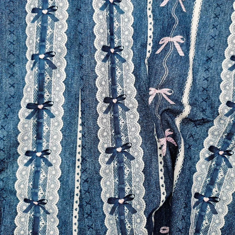 Denim Bow Cotton Canvas Fabric