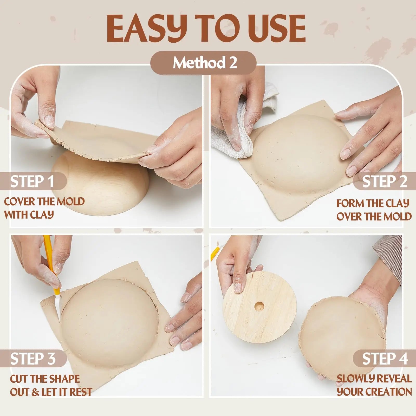 4.5/5.5/6.5 Inch Pottery Mold With Round Clay