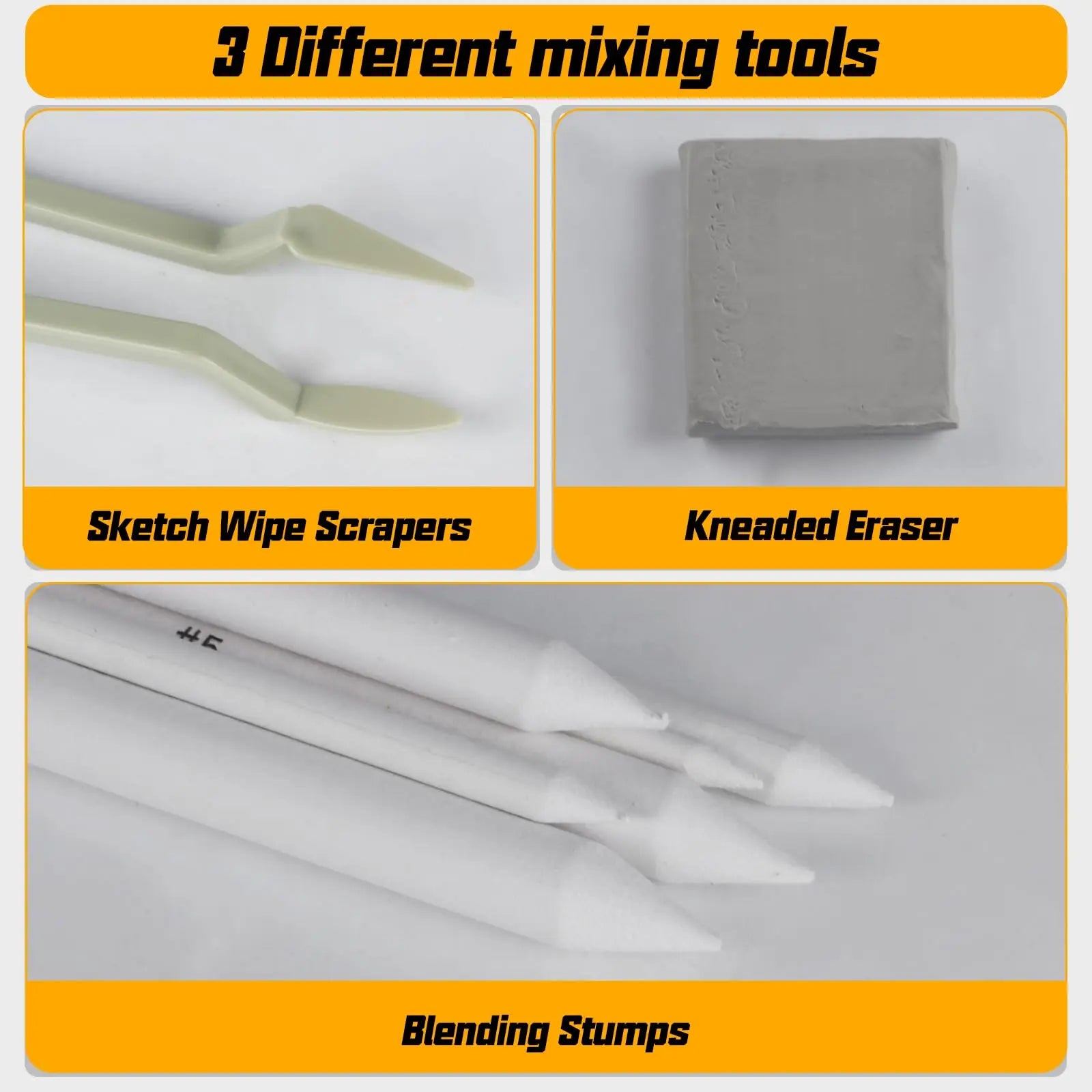 40pc Art Blending Set - 15 Stumps, Tortillions, Erasers & Wipers for Drawing