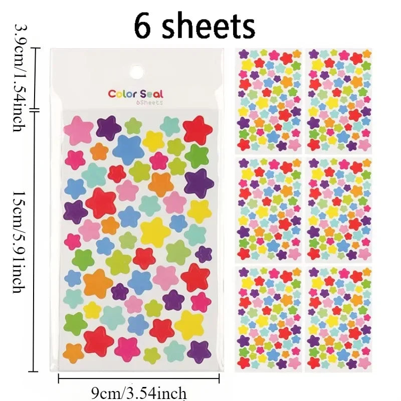 6pcs Scrapbook notebook love polka dot star stickers