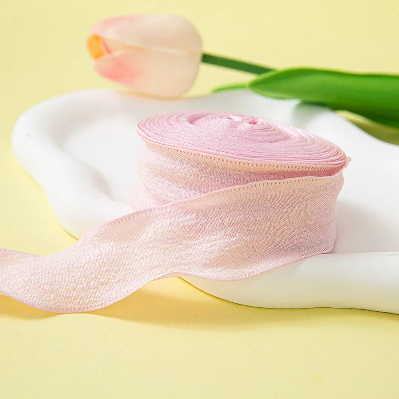 10Yards/Roll Pleated Chiffon Ribbon Wavy Edged