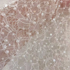 White Beads Sequins Lace Fabric