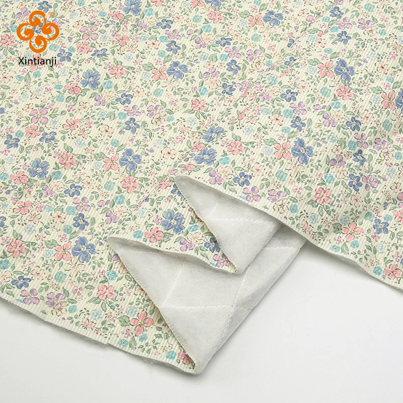 0.5m/1m/2m Vintage Floral Quilted Fabric