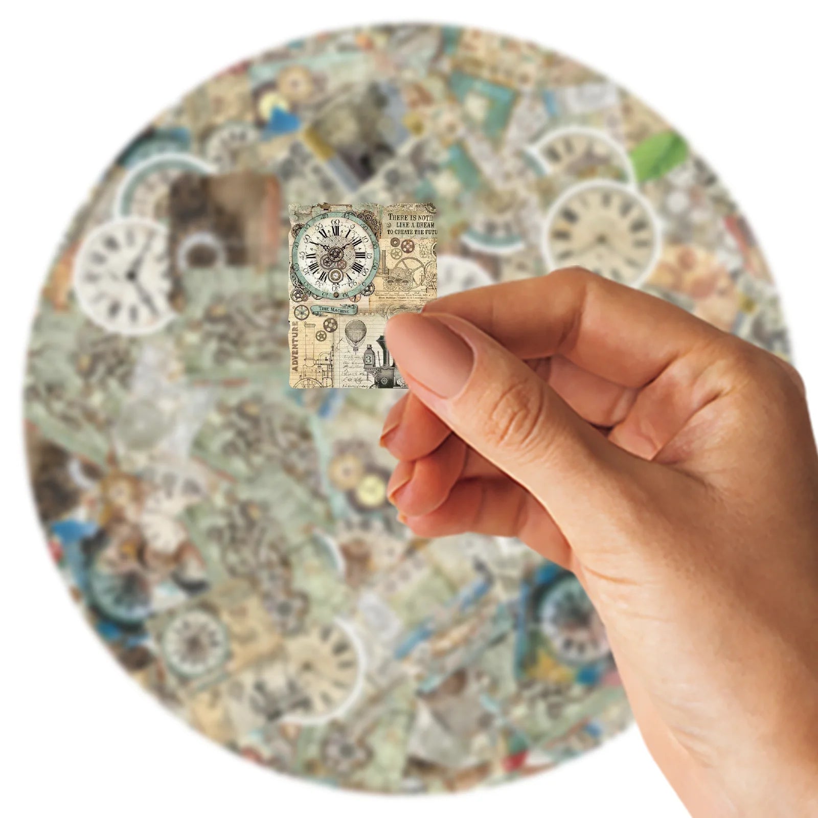 46 PCS Vintage Clock Retro Style PVC Sticker