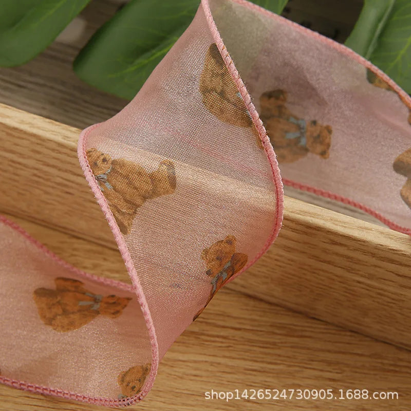 Bear Silk Satin Ribbons Wavy Edge Ribbon