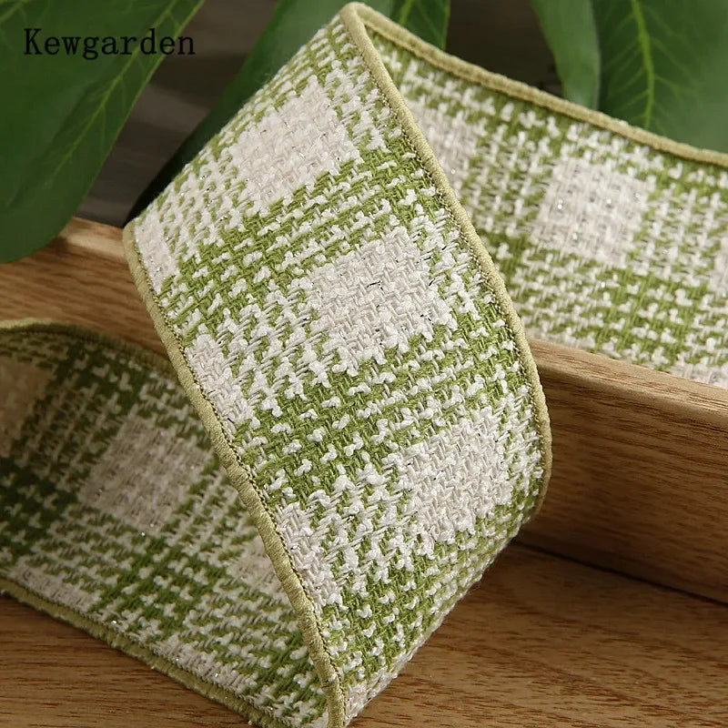 Plaid Linen Cotton Knitting Ribbons