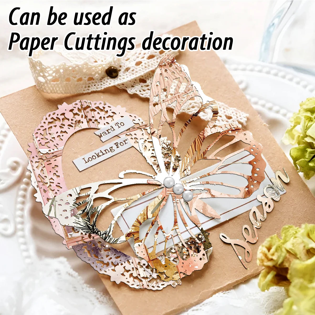 12pc Vintage Pink Christmas Scrapbook Paper