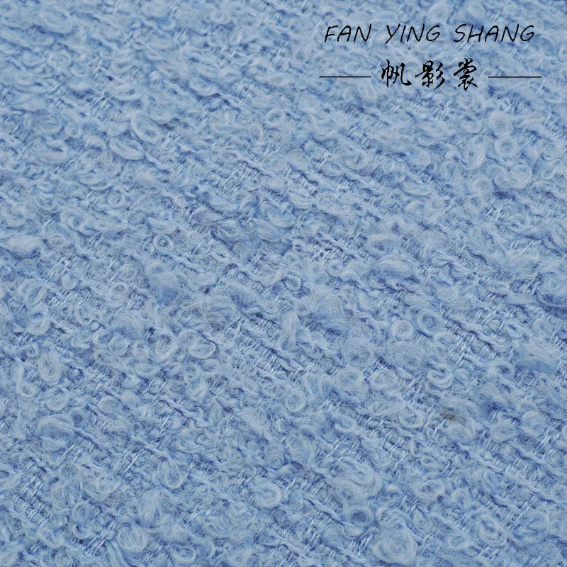 Sky Blue Circle Wool Tweed Fabric