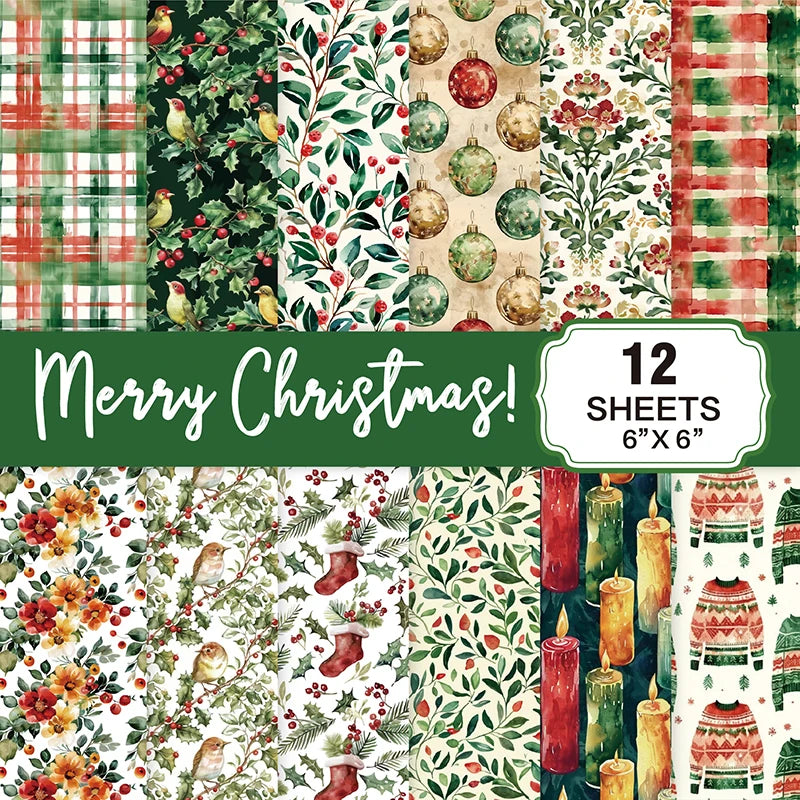 Christmas Scrapbook Paper Pad 12 Sheets 6x6