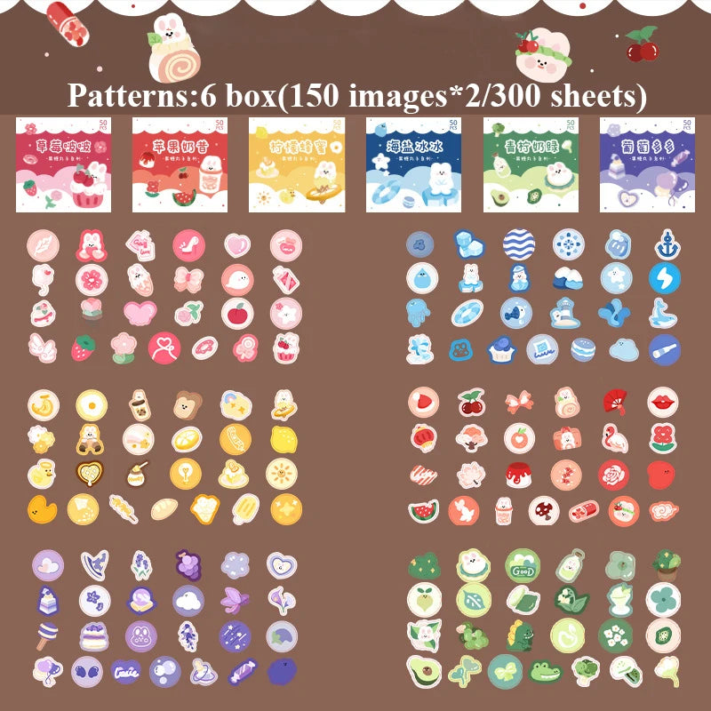 300pcs/pack Cute Stickers Film Paper