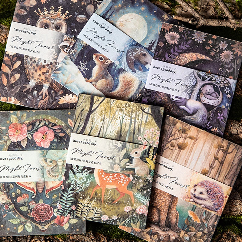 90pcs vintage material book night forest series