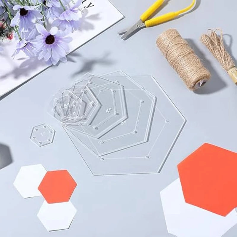 6Pcs Hexagon Quilting Template