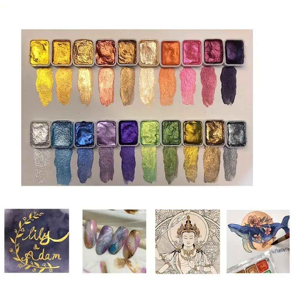20-Color Metal Watercolor Painting Set