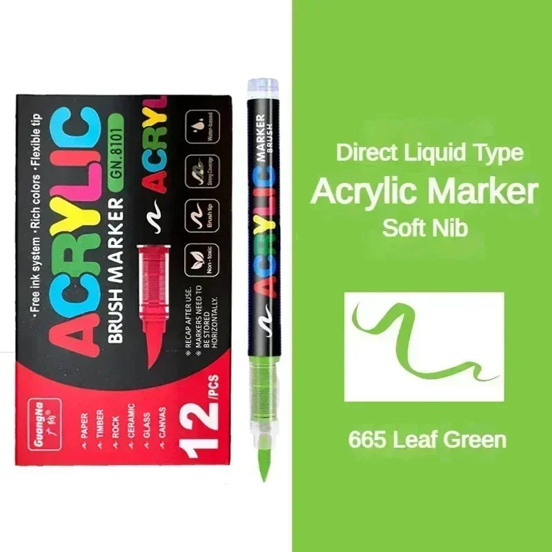 360/12 Colors Acrylic Paint Pens Markers Brush Tip