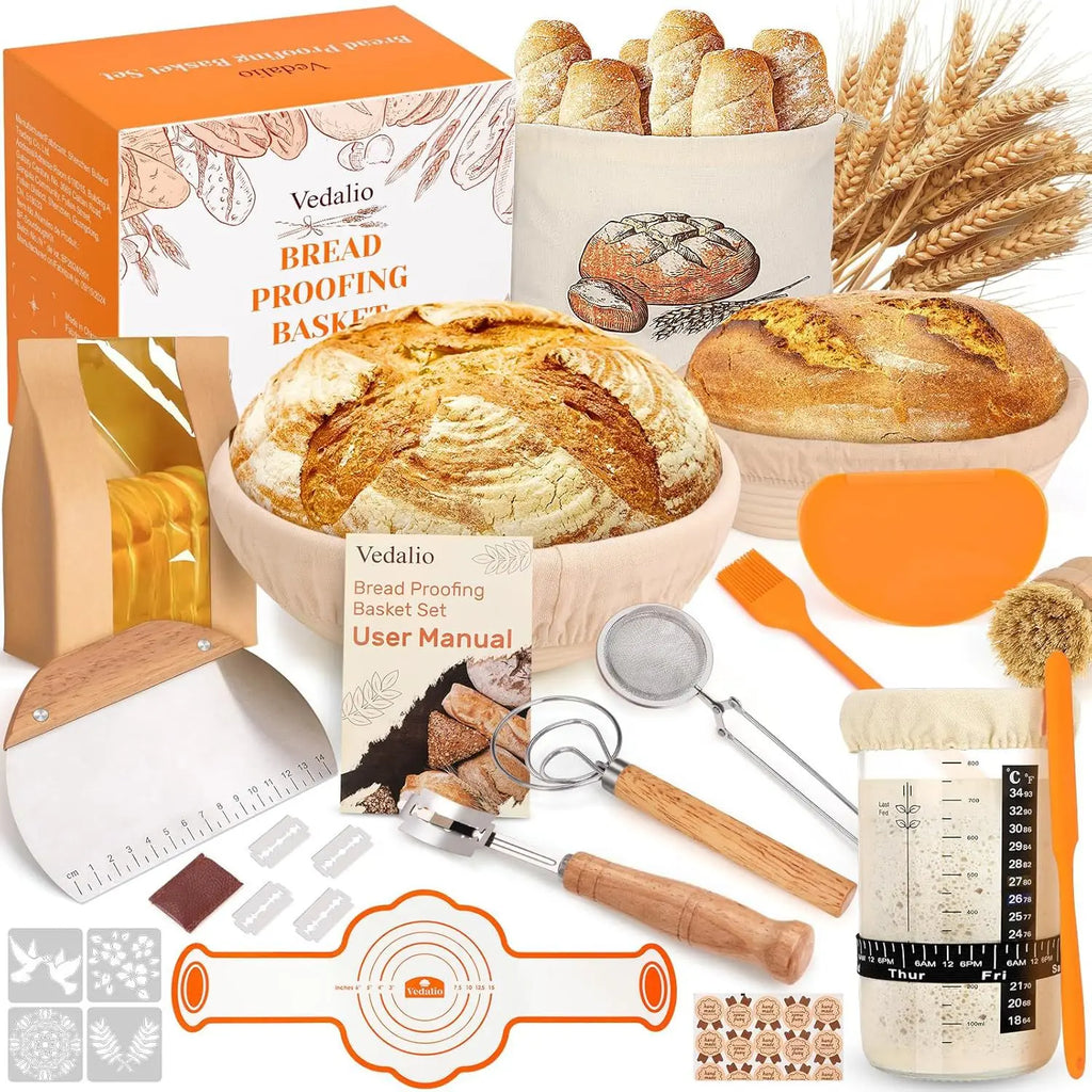 Sourdough Starter Kit Bread Baking Supplies with Bread Proofing Basket