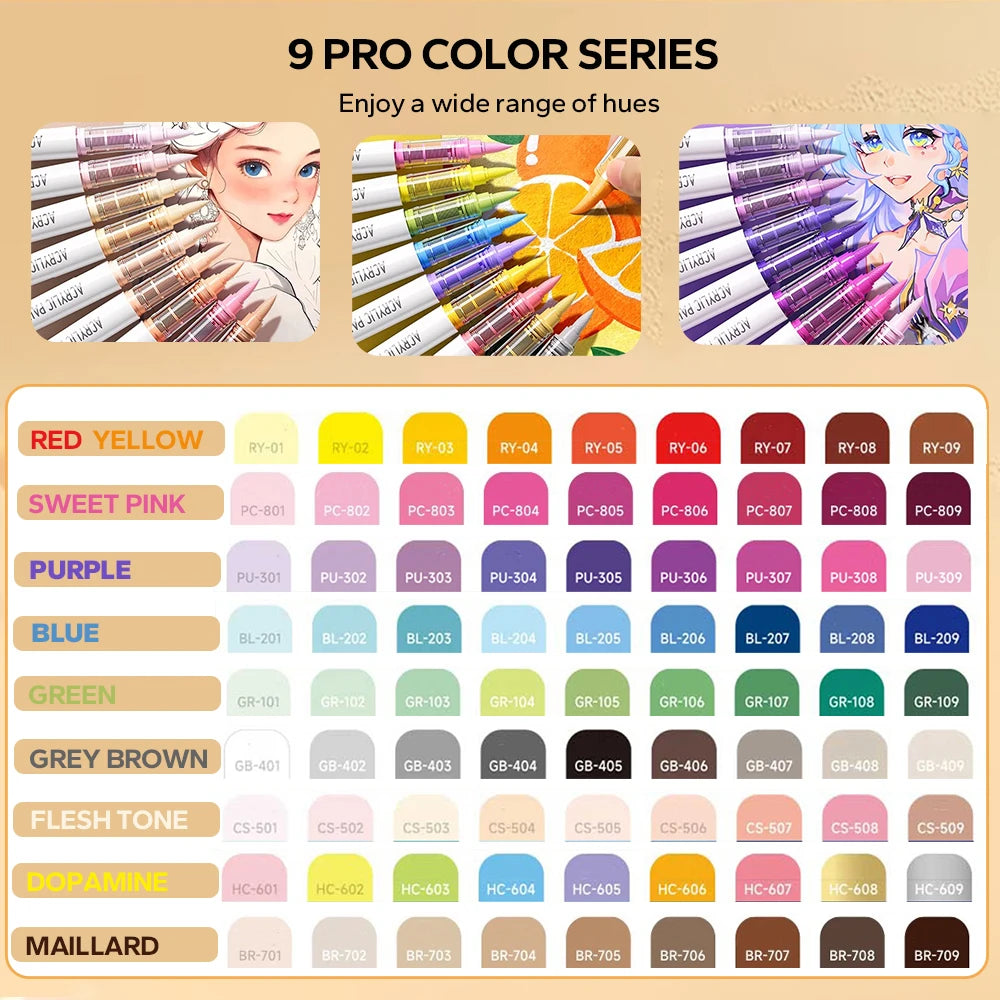 Acrylic Brush Markers Set