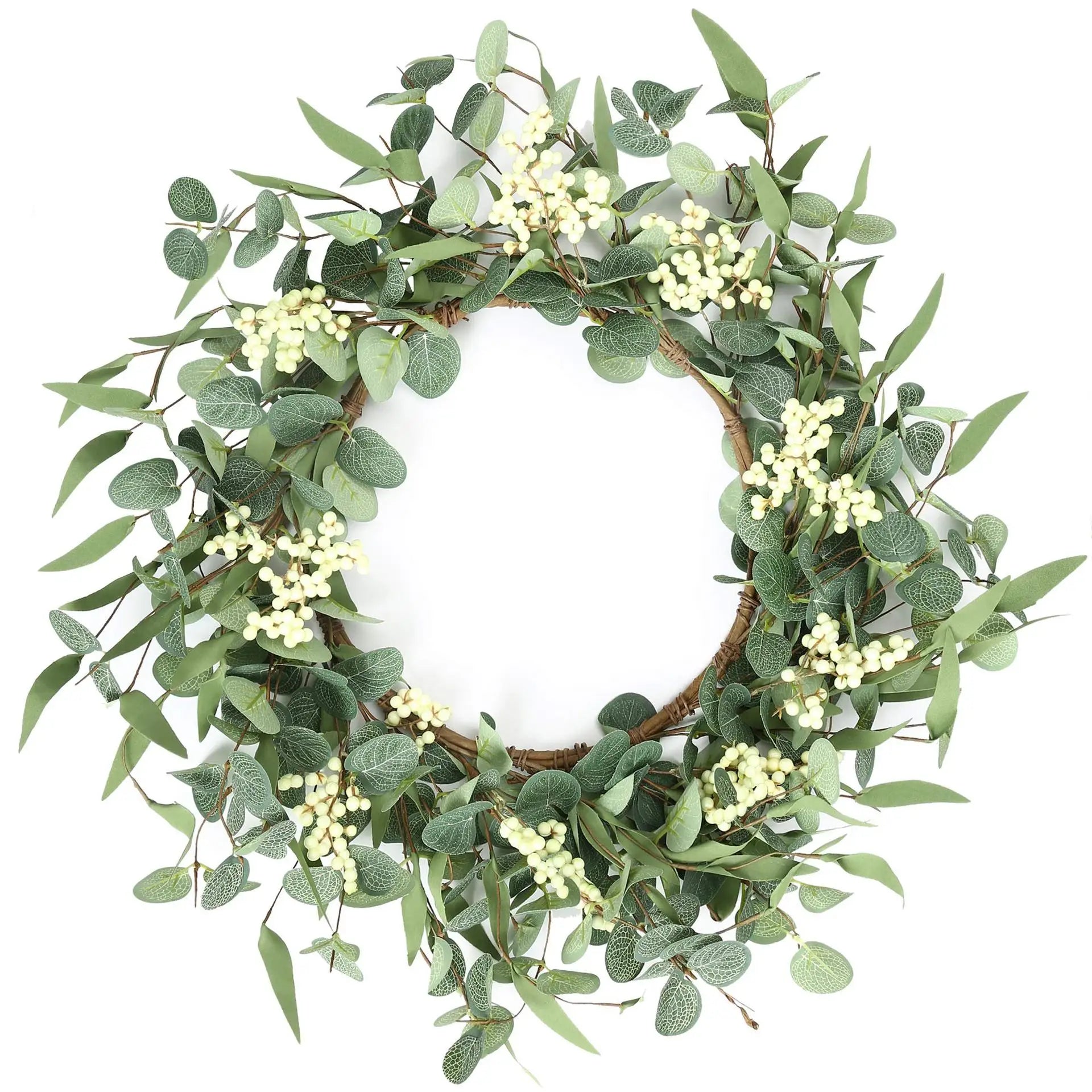20 Inch Artificial Green Eucalyptus Leaf Wreath