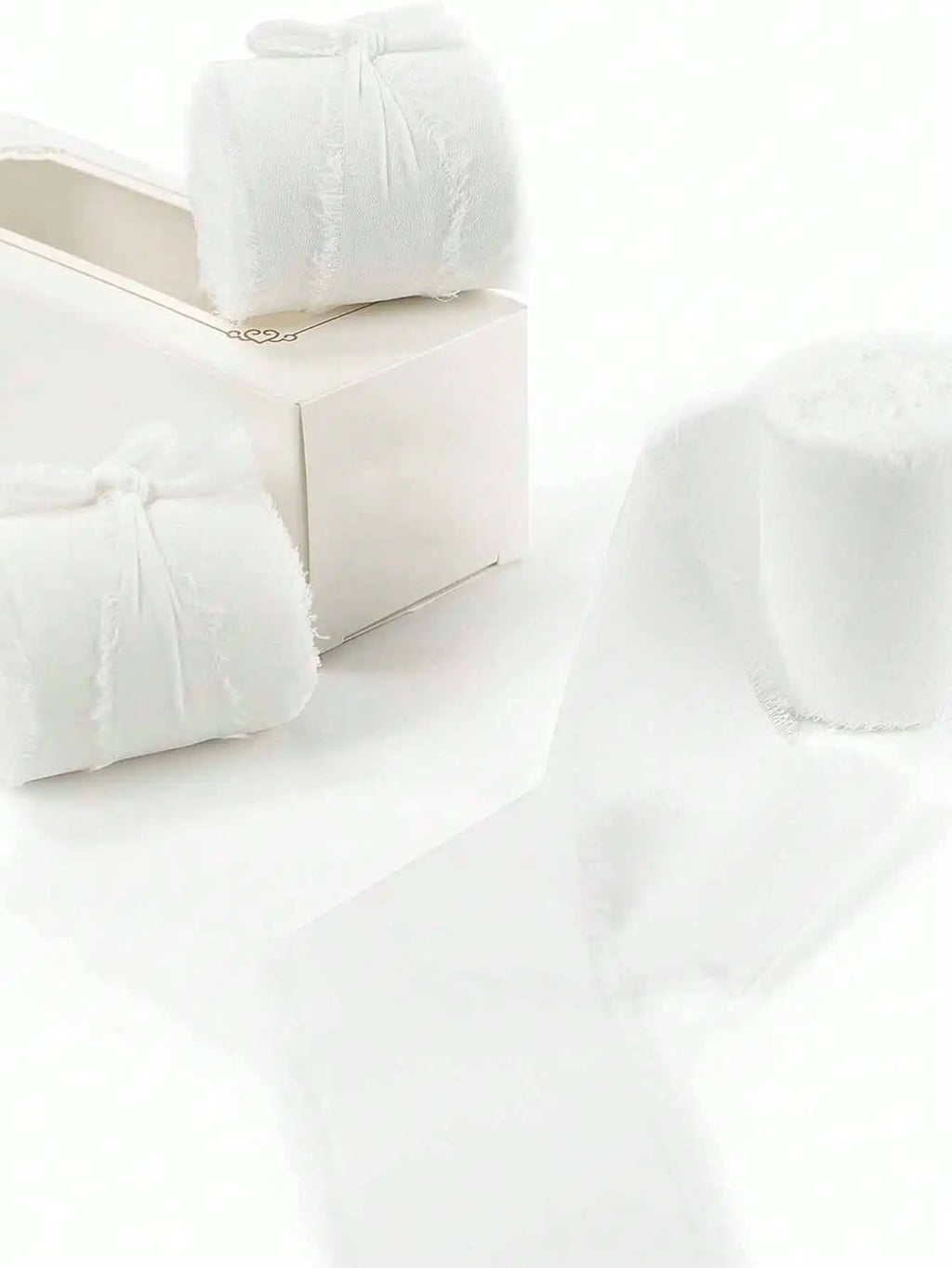 3 rolls of 5-meter white chiffon ribbons