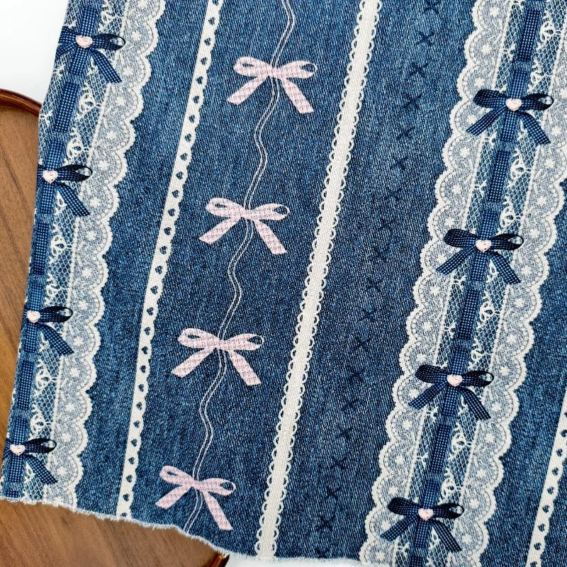 Denim Bow Cotton Canvas Fabric