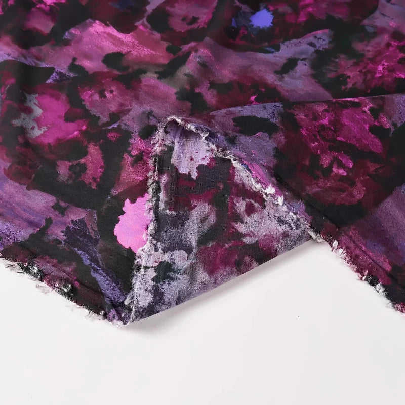 Black Purple Tie Dye Cotton Georgette Chiffon