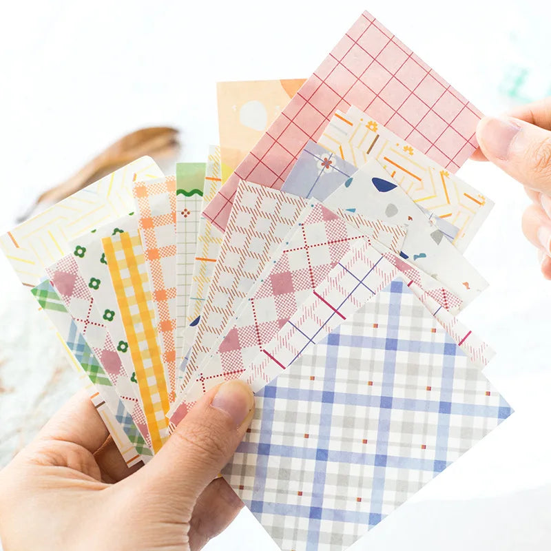 50pcs Kawaii Ins Memo Material Grid Texture Craft Paper